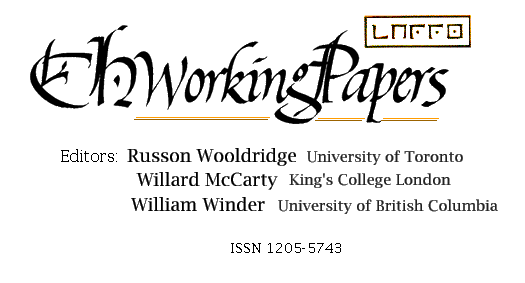 CH Working Papers. Ed. Russon Wooldridge, Willard McCarty and William Winder. ISSN 1205-5743.